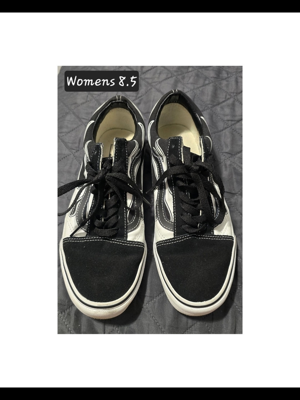 Vans Black And White Flame Old Skool- Size 8.5